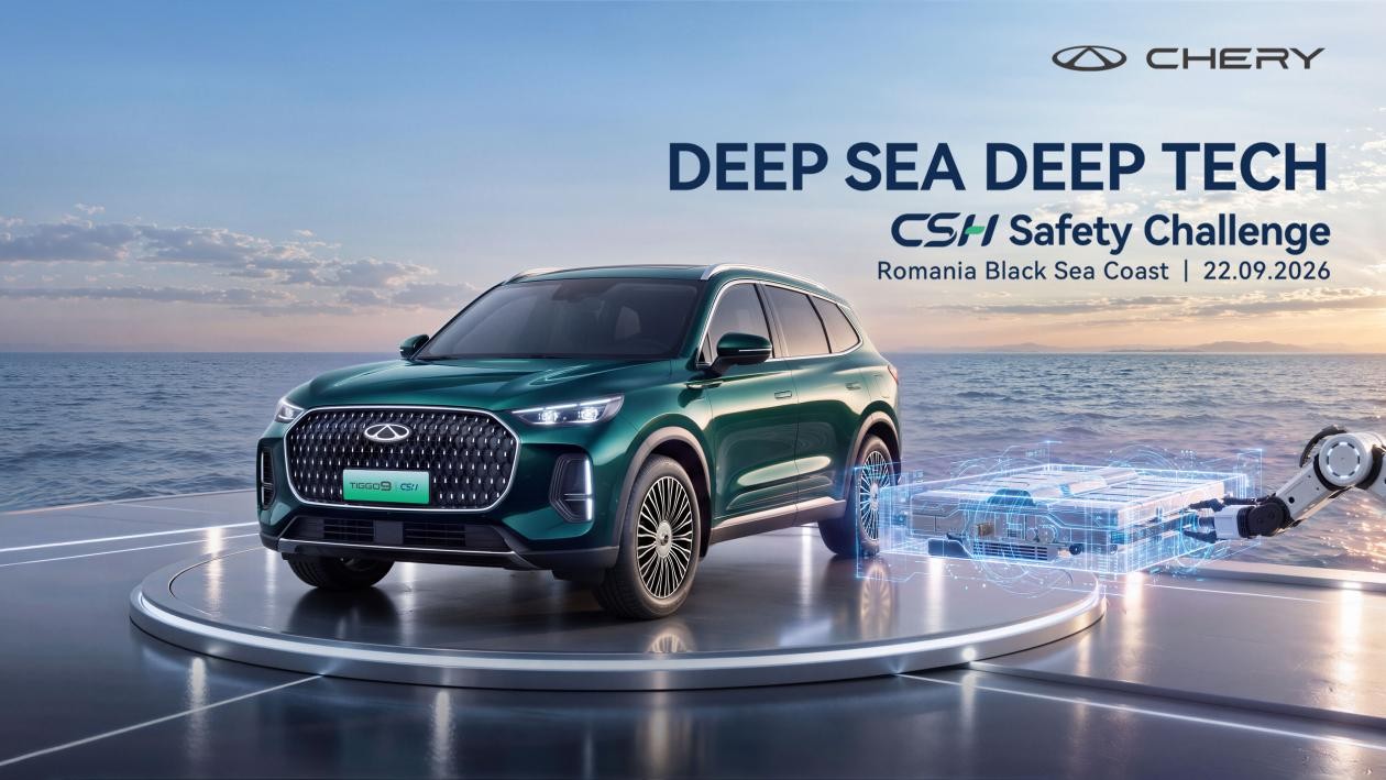 Celý den pod hladinou slané vody, návrat do vozu a poté náraz do spodní části podvozku. Baterie modelu TIGGO 9 PHEV zvládla při akci Black Sea Safety Challenge v Rumunsku obě zkoušky a zůstala funkční. CHERY tak před evropskými novináři předvedlo, jak ochrana baterie obstojí při dvou různých typech zátěže.